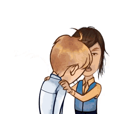 a cartoon of a man and a woman fighting with each other .