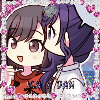 a cartoon drawing of two girls with the name dan on the bottom