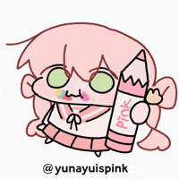 a drawing of a girl holding a pink crayon