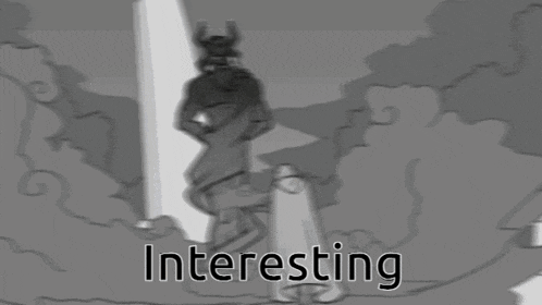 a black and white drawing of a man standing in the rain with the word interesting below him