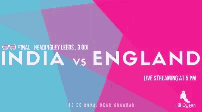 a poster for india vs england which is live streaming at 5 pm