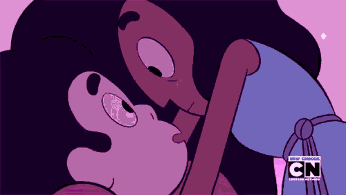 a cartoon of steven and connie kissing with cn written on the bottom