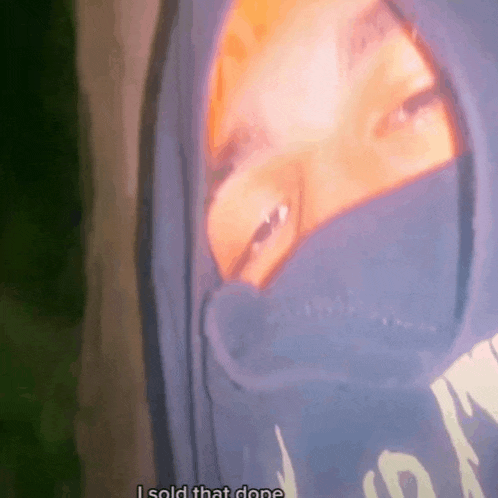 a close up of a person 's face with the words " i sold that done " on the bottom