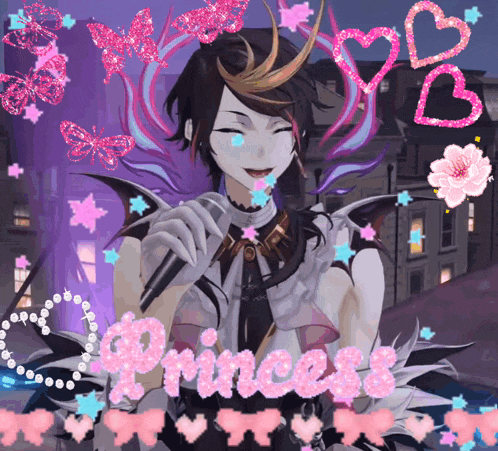 a picture of a boy with a microphone and the word princess on it