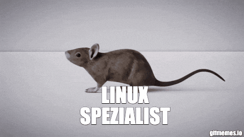 a mouse with the words linux spezialist on the bottom