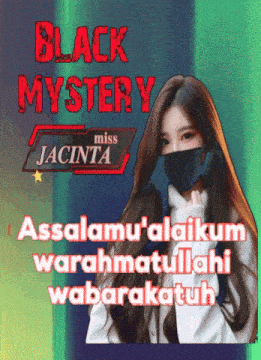 a poster for black mystery miss jacinta with a woman wearing a black mask