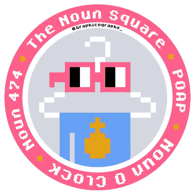 a logo for the noun square has a cartoon character in the center