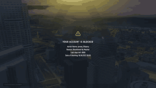 a screen that says your account is blocked in yellow