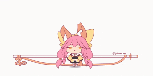 a cartoon drawing of a girl with pink hair and ears