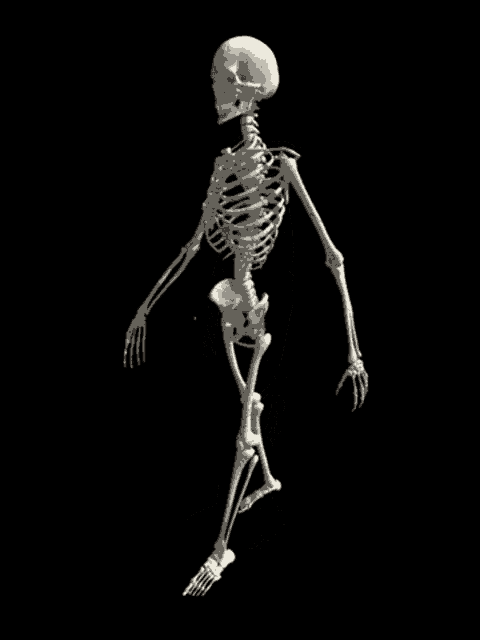 a skeleton with red eyes and a skull on it 's head