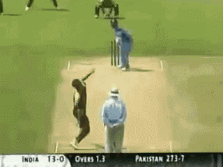 a cricket game is being played between india and pakistan and the score is 13 to 3