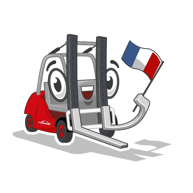 a cartoon illustration of a linde forklift