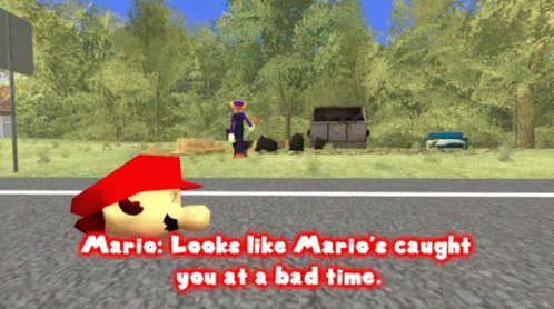 Smg4 Mario GIF - Smg4 Mario Looks Like Marios Caught You At A Bad Time GIFs