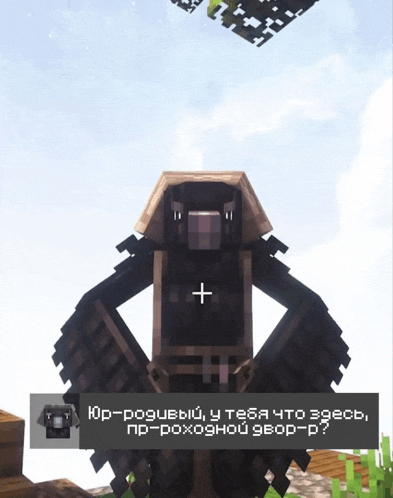 a screenshot of a minecraft character with a message in a foreign language