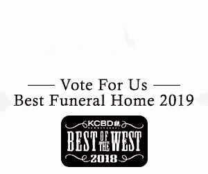 a poster that says vote for us best funeral home 2019 on it