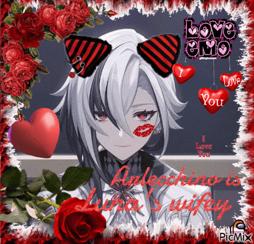 a valentine 's day greeting card with a picture of anlechino