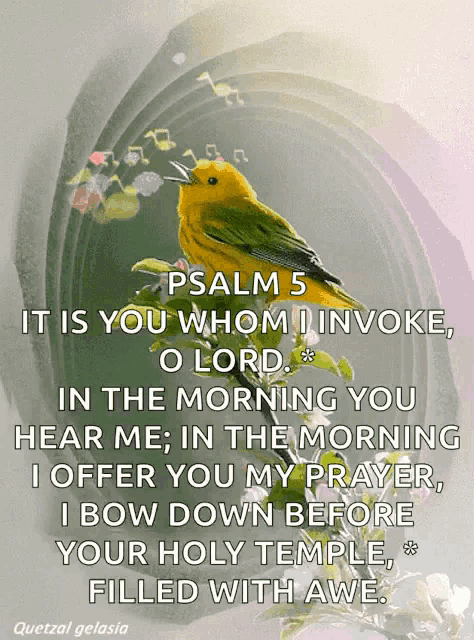 a picture of a bird with the words psalm 5