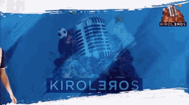 a blue background with a microphone and the words kirol3aos on it