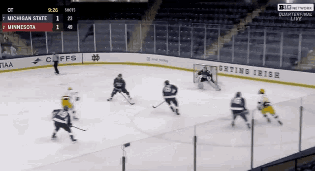 a hockey game is being played on big network