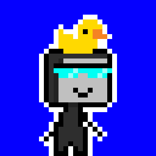 a pixel art of a duck with a crown on top of it