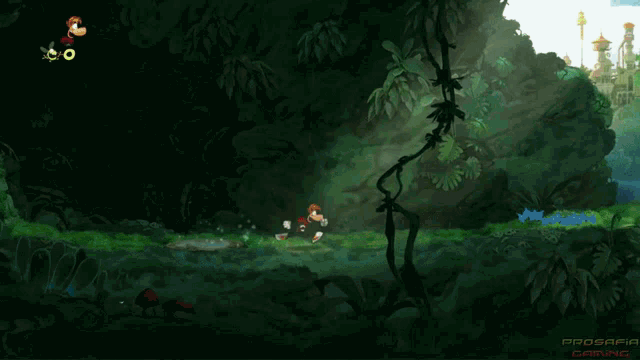 a video game screen shows a cartoon character named rayman