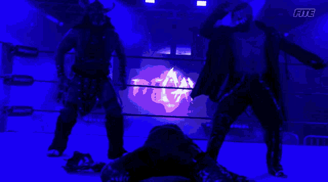 two men are in a wrestling ring with the letters fite on the bottom