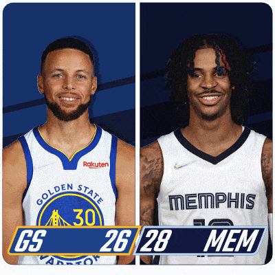 a golden state warriors player and a memphis grizzlies player are standing next to each other