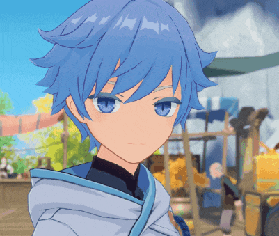 a blue haired anime character with blue eyes
