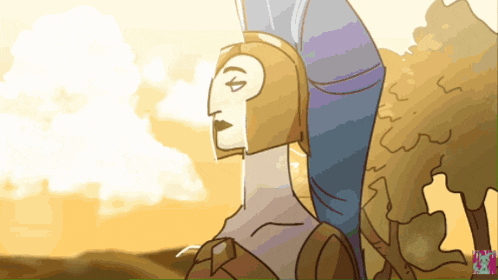 a cartoon drawing of a statue with the letter l on it