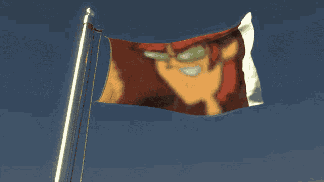 a flag with a picture of a man with sunglasses on it