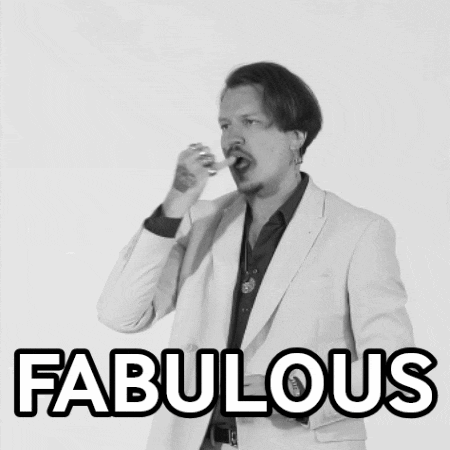 a black and white photo of a man in a suit with the word fabulous written on it