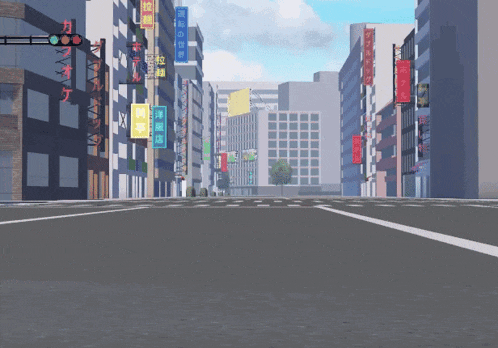 a car is driving down a city street with chinese signs