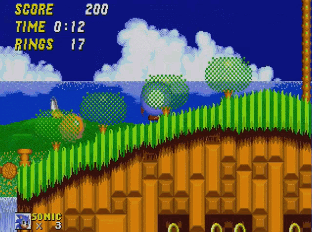 a screenshot of a video game called sonic the hedgehog with a score of 200