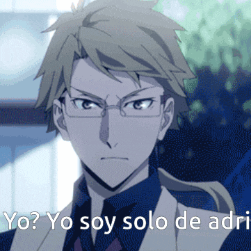 a man wearing glasses and a suit says yo