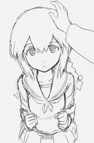 a drawing of a girl with the word beib on the bottom right