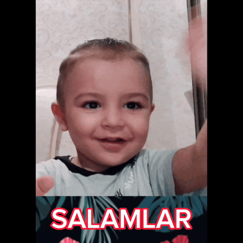 a baby with the word salamlar written on the bottom