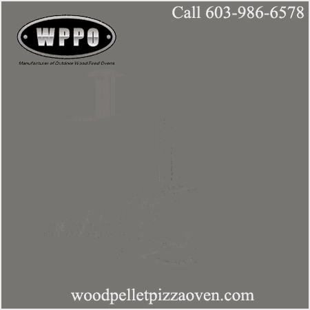 an advertisement for a wood pellet pizza oven shows a stainless steel pizza oven