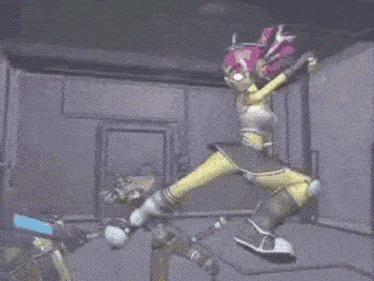 a cartoon character is hanging from the ceiling in a room .