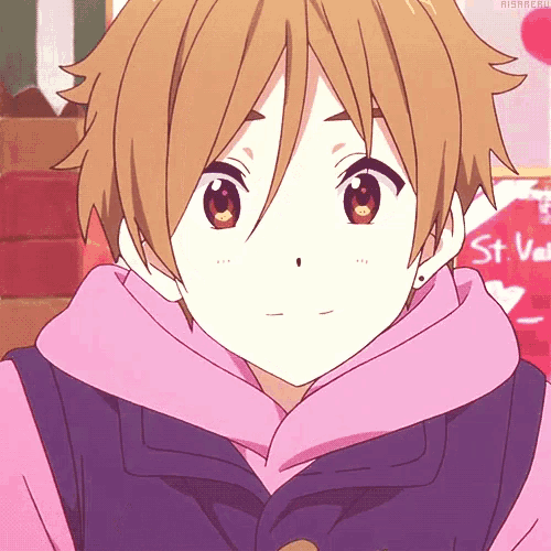a close up of a person 's face with a sign that says st. valentine in the background