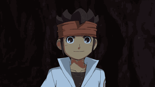 a cartoon character with a bandana on his head winks