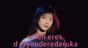 a picture of a girl with the words " when eres d @yanderederuka " above her