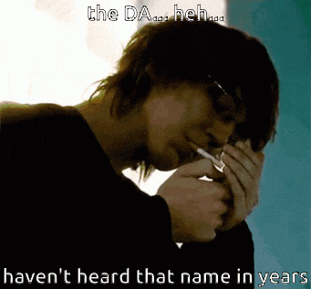 a man is smoking a cigarette with a caption that says the da heh haven t heard that name in years