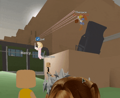 a screenshot of a video game with mercy and theresace