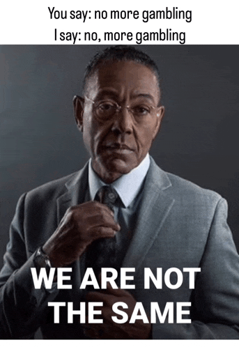 a man in a suit and tie is making a funny face and says we are not the same