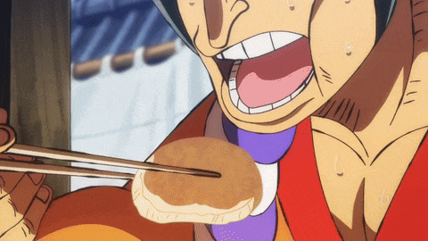 a cartoon of a man eating a hamburger with chopsticks