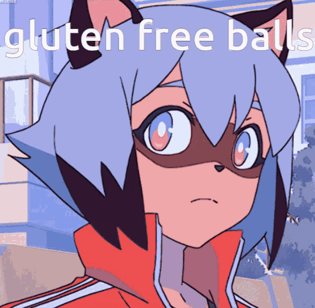 a picture of a girl with the words gluten free balls written on it