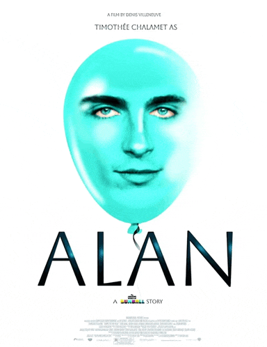 a poster for alan a film by denis villeneuve with timothee chalamet