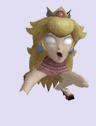a cartoon of princess peach with a crown on her head and a broken leg .