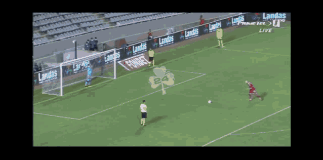 a soccer game is being played on primetel tv
