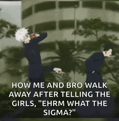 how me and bro walk away after telling the girls ehrm what the sigma ? "